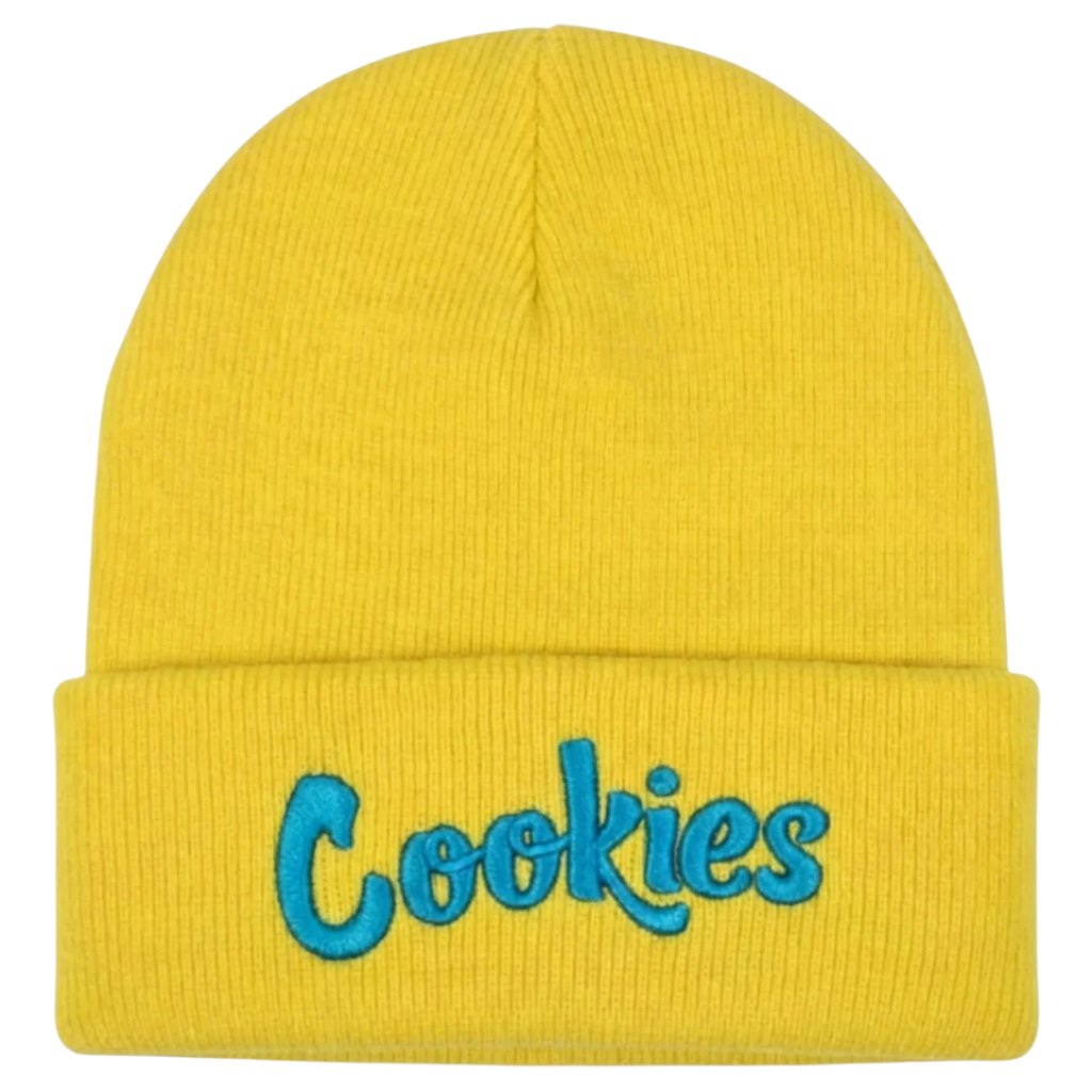 Original Logo Embroidered Beanie - Mustard / Cookies Blue