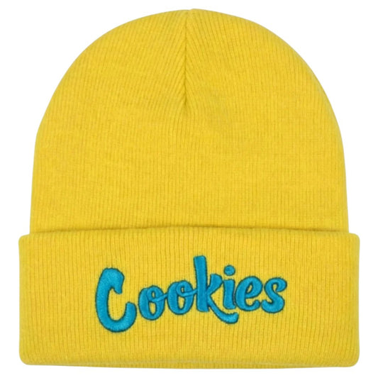Original Logo Embroidered Beanie - Mustard / Cookies Blue